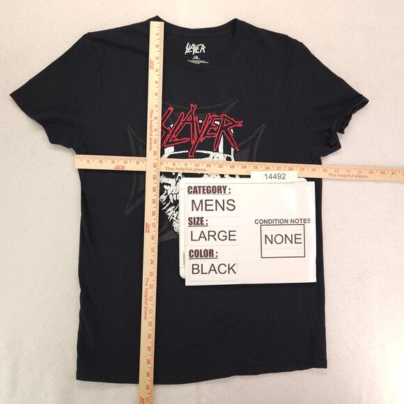 Slayer Graphic Band Short Sleeve Crew Neck Shirt Mens Size Large L Black - Picture 5 of 9